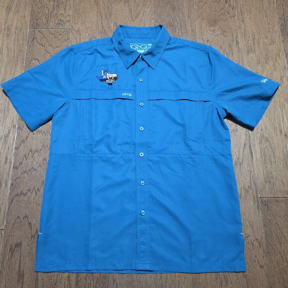 GameGuard Outdoor Fishing Shirt Mens L Blue Vented Short Sleeve 100% Polyester - Picture 1 of 9